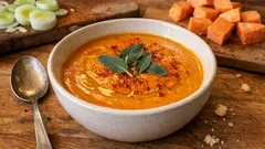 Vellutata di batata con porro e salvia: cremosa e pronta senza stress