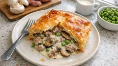 Pizza rustica alla boscaiola in sfoglia: ripieno cremoso e sfoglia croccante